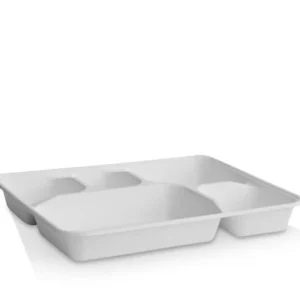 5 Compartment Deep Sugarcane Plate 200 Pcs Per Box